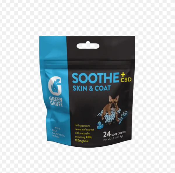 Green Gruff Soothe - Skin & Coat CBD Supplements For Dogs-24ct